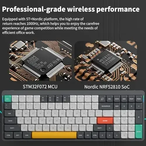 nuphy Air96 V2 simsiz mexanik klaviatura, 100 tugmali RGB yoritgichli klaviatura, Bluetooth 5.1, 2.4G va simli ulanishni qo'llab-quvvatlaydi, PC/noutbuk/Windows/Mac uchun - Kulrang Gateron Brown kaliti - 6