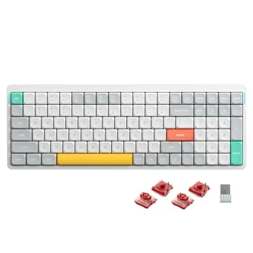 nuphy Air96 V2 simsiz mexanik klaviatura, 100 tugmali RGB yoritgichli klaviatura, Bluetooth 5.1, 2.4G va simli ulanishni qo'llab-quvvatlaydi, PC/noutbuk/Windows/Mac uchun - Oq Gateron Cowberry kaliti 