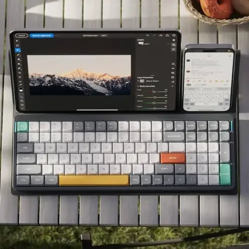 Nuphy Air96 V2 Wireless Mechanical Keyboard, 100 Keys Gaming Keyboard, Supports Bluetooth 5.1, 2.4G and Wired Connection, for PC/Laptop/Windows/Mac - Grey Gateron Cowberry Switch - 3