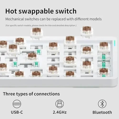 Nuphy Air96 V2 Wireless Mechanical Keyboard, 100 Keys Gaming Keyboard, Supports Bluetooth 5.1, 2.4G and Wired Connection, for PC/Laptop/Windows/Mac - White Gateron Brown Switch - 5