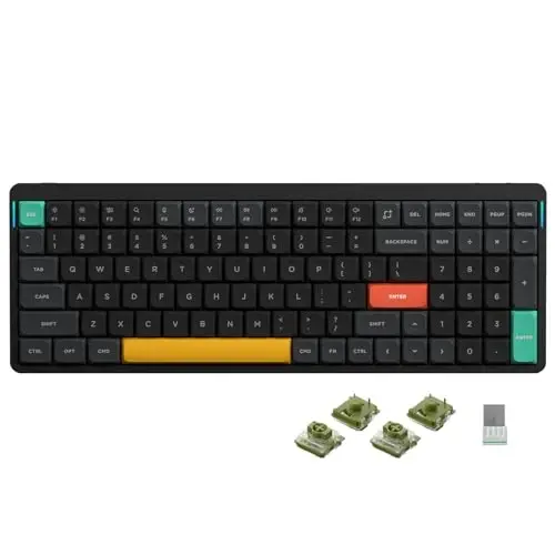 nuphy Air96 V2 Wireless Mechanical Keyboard,100 Keys RGB Backlit Keyboard,Supports Bluetooth 5.1,2.4G and Wired Connection,for PC/Laptop/Windows/Mac -Black Gateron Moss Switch - NUPHY