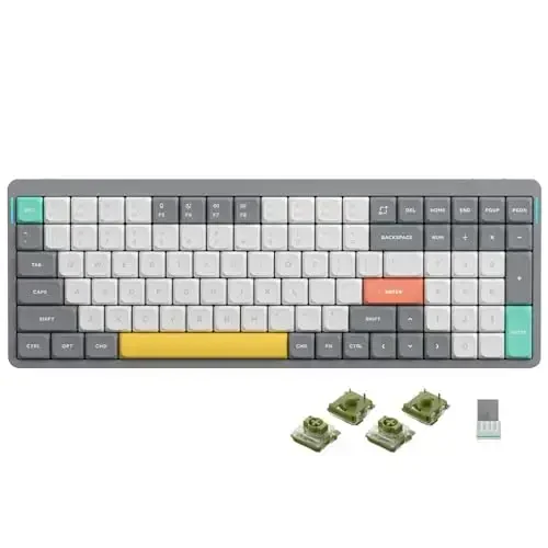 nuphy Air96 V2 Wireless Mechanical Keyboard,100 Keys RGB Backlit Keyboard,Supports Bluetooth 5.1,2.4G and Wired Connection,for PC/Laptop/Windows/Mac -Grey Gateron Moss Switch - 1