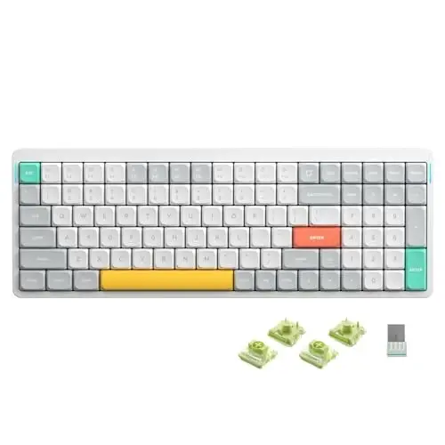 nuphy Air96 V2 Wireless Mechanical Keyboard,100 Keys RGB Backlit Keyboard,Supports Bluetooth 5.1,2.4G and Wired Connection,for PC/Laptop/Windows/Mac -White Gateron Aloe Switch - NUPHY