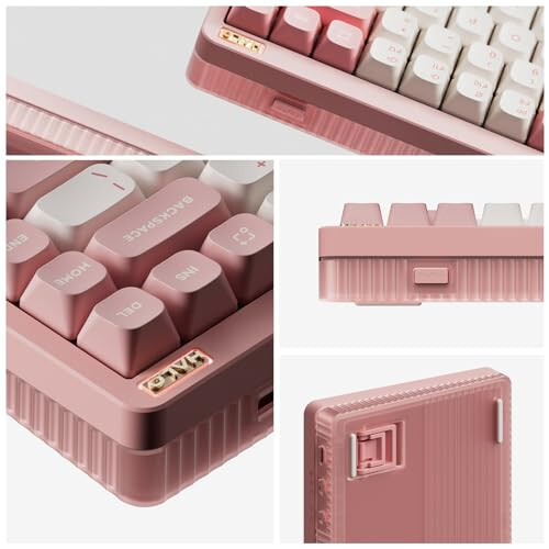 Nuphy Halo75 V2 Mechanical Gaming Keyboard, 75% Wireless Hot Swappable Bluetooth Keyboard, 83 Keys RGB Backlit Keyboard, Supports Bluetooth/2.4GHz/USB-C - Pink Mint Switch - 3