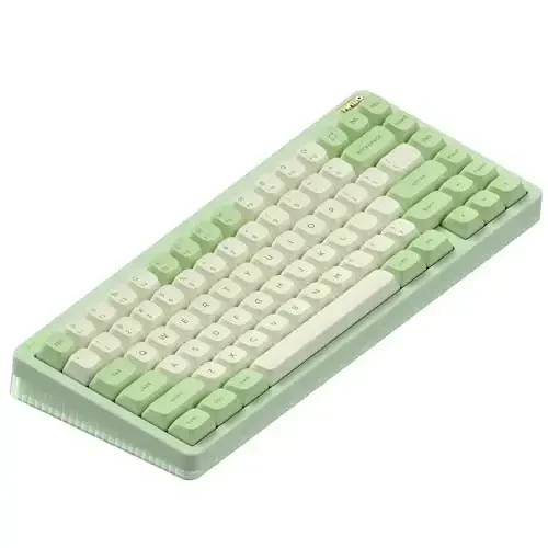 nuphy Halo75 V2 Mechancial Gaming Kyeboard,75% Wireless Hot Swappable Bluetooth Keyboard,83 Kyes RGB Backlit Keyboard,Support Bluetooth/2.4GHz/USB-C (Green, Silent Red Clear-Top (45gf)) - NUPHY