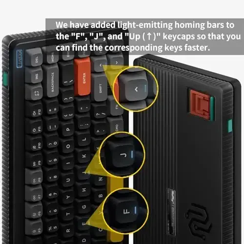 nuphy Halo75 V2 Mechancial Gaming Kyeboard,75% Wireless Hot Swappable Bluetooth Keyboard,83 Kyes RGB Backlit Keyboard,Support Bluetooth/2.4GHz/USB-C-Black Silent Red Clear-Top Switch - 5