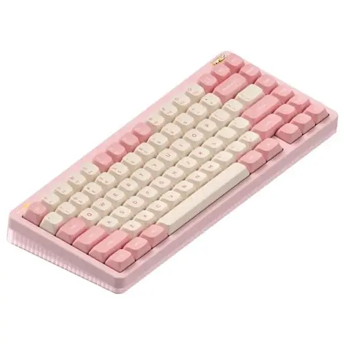 nuphy Halo75 V2 Mechancial Gaming Kyeboard,75% Wireless Hot Swappable Bluetooth Keyboard,83 Kyes RGB Backlit Keyboard,Support Bluetooth/2.4GHz/USB-C-Pink Silent Red Clear-Top Switch - NUPHY