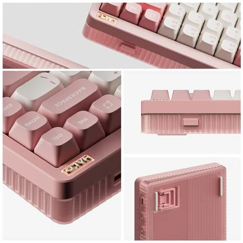 nuphy Halo75 V2 Mechancial Gaming Kyeboard,75% Wireless Hot Swappable Bluetooth Keyboard,83 Kyes RGB Backlit Keyboard,Support Bluetooth/2.4GHz/USB-C-Pink Mint Switch - 3