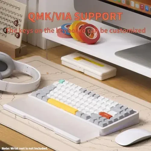 nuphy Halo75 V2 Mechancial Gaming Kyeboard,75% Wireless Hot Swappable Bluetooth Keyboard,83 Kyes RGB Backlit Keyboard,Support Bluetooth/2.4GHz/USB-C (White, Lemon (55gf)) - 2