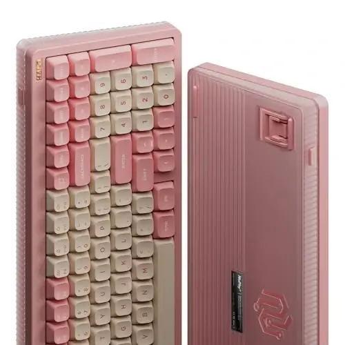 nuphy Halo96 V2 Wireless Keyboard,Gasket Structure,96% Hot Swappable Gaming Keyboard, 99 Kyes RGB Backlit Mechanical Keyboard, Support QMK/VIA,Bluetooth/USB-C/2.4GHz-Pink,Mint Switches (37gf). - 2