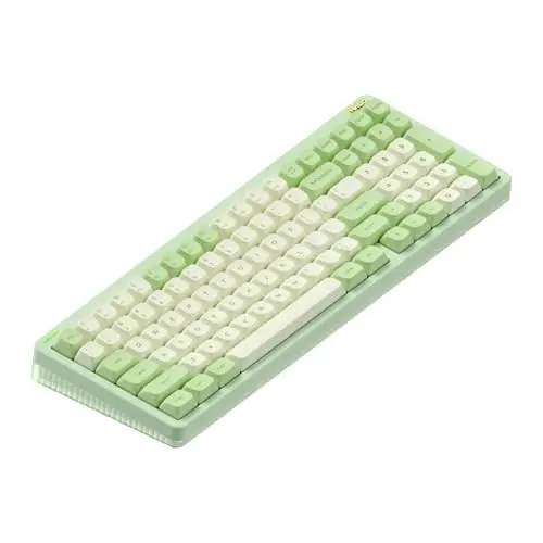 nuphy Halo96 V2 Wireless Keyboard,Gasket Structure,96% Hot Swappable Gaming Keyboard, 99 Kyes RGB Backlit Mechanical Keyboard, Support QMK/VIA,Bluetooth/USB-C/2.4GHz-Green,Silent Red Clear-Top (45gf) - NUPHY