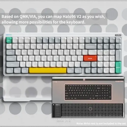 nuphy Halo96 V2 Wireless Keyboard,Gasket Structure,96% Hot Swappable Gaming Keyboard, 99 Kyes RGB Backlit Mechanical Keyboard, Support QMK/VIA,Bluetooth/USB-C/2.4GHz-White,Raspberry Switches(46gf) - 4