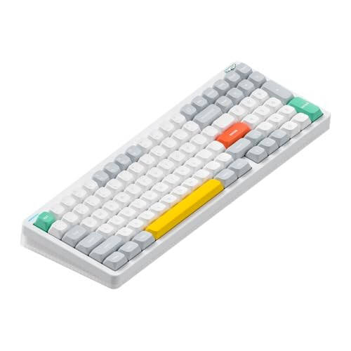 Nuphy Halo96 V2 Wireless Keyboard, Gasket Structure, 96% Hot Swappable Gaming Keyboard, 99 Keys RGB Backlit Mechanical Keyboard, Support QMK/VIA, Bluetooth/USB-C/2.4GHz - White, Mint Switches (37gf) - 1