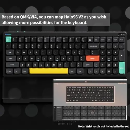 nuphy Halo96 V2 Wireless Keyboard,Gasket Structure,96% Hot Swappable Gaming Keyboard, 99 Kyes RGB Backlit Mechanical Keyboard, Support QMK/VIA,Bluetooth/USB-C/2.4GHz-Black,Raspberry Switches(46gf) - 4