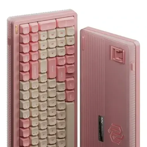 nuphy Halo96 V2 Wireless Keyboard,Gasket Structure,96% Hot Swappable Gaming Keyboard, 99 Kyes RGB Backlit Mechanical Keyboard, Support QMK/VIA,Bluetooth/USB-C/2.4GHz-Pink,Raspberry Switches(46gf) - 2