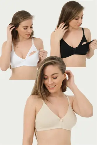 Nursing Bra 3 Pack Mixed Colors Cotton - 1