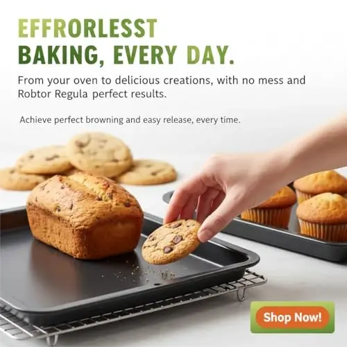 NutriChef 10-Piece Nonstick Kitchen Oven Baking Pans - Premium & Stylish Non-Stick Carbon Steel - Commercial Grade Restaurant Quality Metal Bakeware with Silicone Handles - Easy to Clean, NCSBS10S - NUTRICHEF (1)