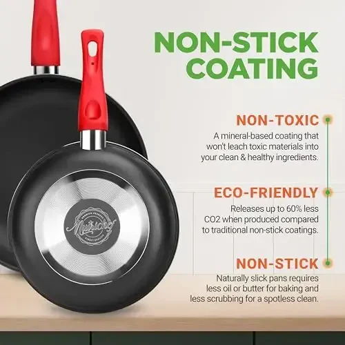 NutriChef 21-Piece Nonstick Cookware Set - PTFE/PFOA/PFOS Free Heat Resistant Lacquer Kitchen Ware Pots Pan w/ Cool-Touch Handles, Saucepan, Fry Pans, Lid, Bakeware, For Gas Electric Ceramic Cooktops - 3