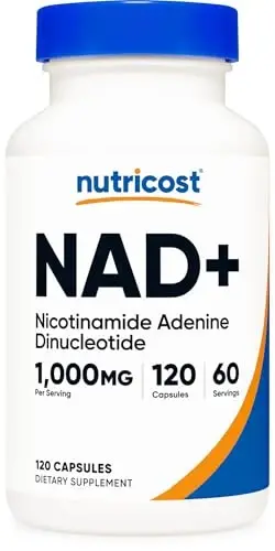 Nutricost NAD+ qo'shimchasi, bir porsiyada 1000 mg, 120 kapsula (Nikotinamid Adenin Dinukleotid) - 60 porsiya, Glutensiz, Vegan - 1