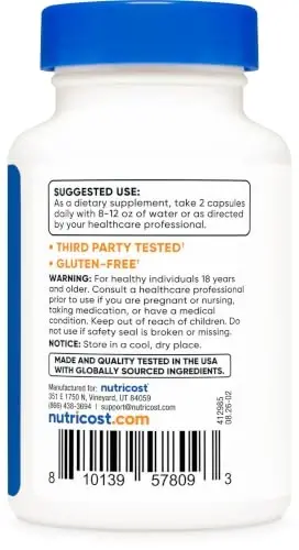 Nutricost NAD+ Supplement (1,000mg) 60 Capsules, 30 Servings, Gluten Free | Nicotinamide Adenine Dinucleotide, Vegan, GMO-Free - 4