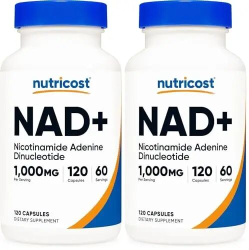 Nutricost NAD+ Supplement 1,000mg per Serving,120 Capsules (Nicotinamide Adenine Dinucleotide) - 60 Servings, Gluten-Free, Vegan (Pack of 2) - Nutricost