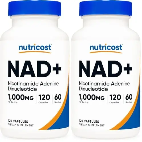 Nutricost NAD+ Supplement 1,000mg per Serving,120 Capsules (Nicotinamide Adenine Dinucleotide) - 60 Servings, Gluten-Free, Vegan (Pack of 2) - 1