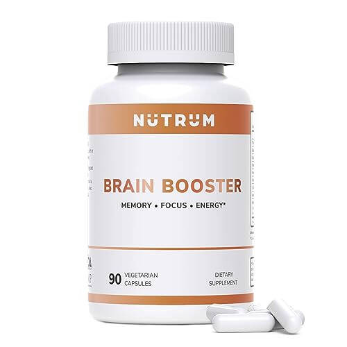 Nutrum Brain Booster Supplement - Brain Supplement Nootropic Booster – Brain Pills Vitamin for Focus, Memory, Clarity, Energy & Better Concentration, with DMAE, Bacopa Monnieri, L-Gutamine - 1