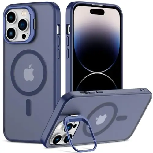 Nvollnoe for iPhone 14 Pro Max Case Compatible with MagSafe Military Grade Shockproof Heavy Duty Protective Adjustable Kickstand Matte Semi Clear Phone Case for iPhone 14 Pro Max(Blue) - 1