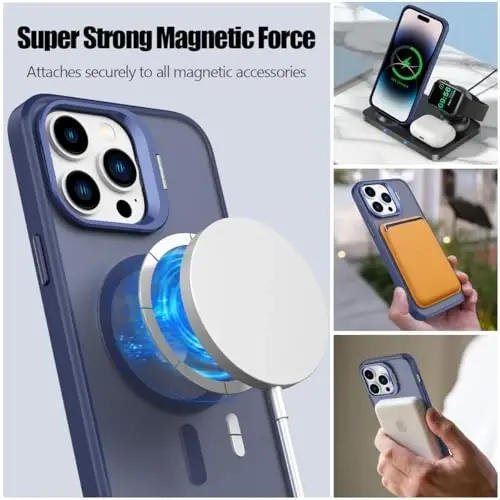 Nvollnoe for iPhone 14 Pro Max Case Compatible with MagSafe Military Grade Shockproof Heavy Duty Protective Adjustable Kickstand Matte Semi Clear Phone Case for iPhone 14 Pro Max(Blue) - NVOLLNOE (1)