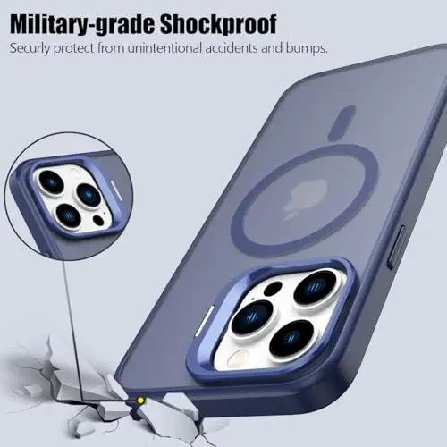 Nvollnoe for iPhone 14 Pro Max Case Compatible with MagSafe Military Grade Shockproof Heavy Duty Protective Adjustable Kickstand Matte Semi Clear Phone Case for iPhone 14 Pro Max(Blue) - 6