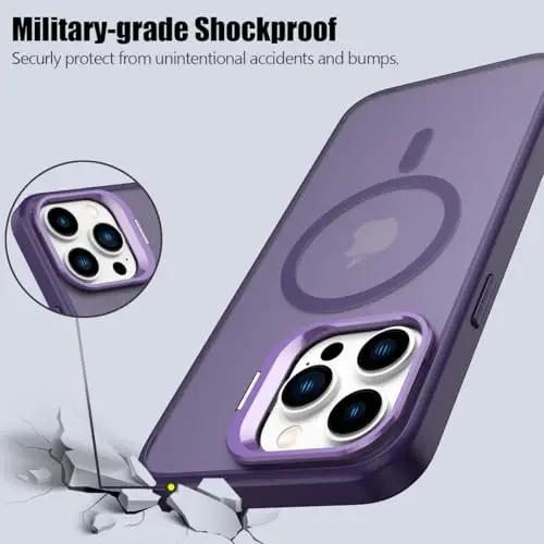 Nvollnoe for iPhone 14 Pro Max Case Compatible with MagSafe Military Grade Shockproof Heavy Duty Protective Adjustable Kickstand Matte Semi Clear Phone Case for iPhone 14 Pro Max(Deep Purple) - 6