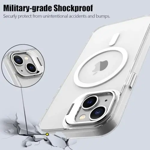 Nvollnoe for iPhone 15 Case Compatible with MagSafe Military Grade Shockproof Heavy Duty Protective Adjustable Kickstand Matte Semi Clear Phone Case for iPhone 15(Clear) - 6