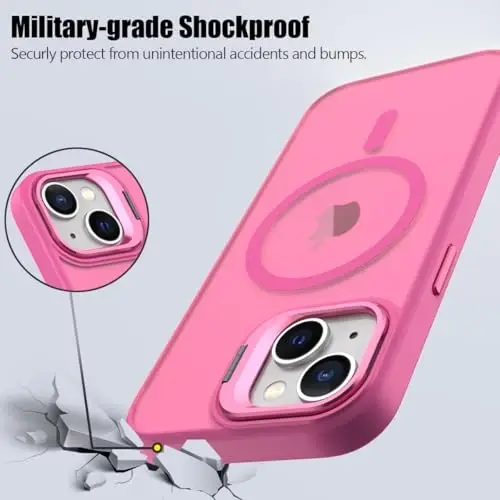Nvollnoe for iPhone 15 Case Compatible with MagSafe Military Grade Shockproof Heavy Duty Protective Adjustable Kickstand Matte Semi Clear Phone Case for iPhone 15(Rose) - 6
