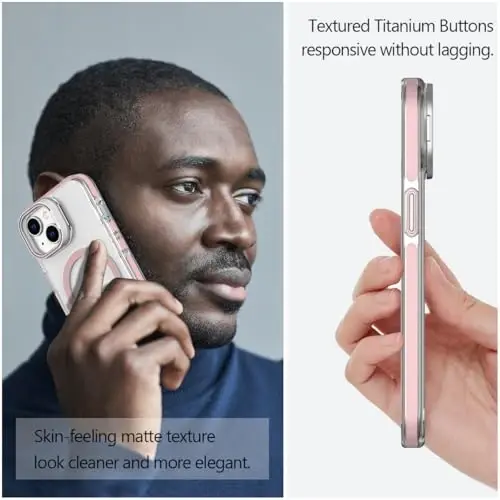 Nvollnoe iPhone 15 uchun g‘ilof MagSafe bilan mos keladi Harbiy darajadagi zarbaga chidamli og‘ir yukga bardoshli himoya sozlanishi tayanch aniq telefon g‘ilofi iPhone 15 uchun (och pushti) - 5