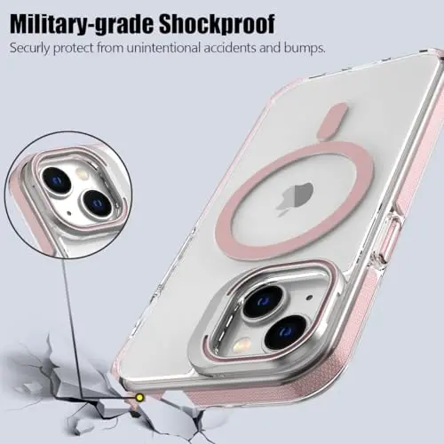 Nvollnoe iPhone 15 uchun g‘ilof MagSafe bilan mos keladi Harbiy darajadagi zarbaga chidamli og‘ir yukga bardoshli himoya sozlanishi tayanch aniq telefon g‘ilofi iPhone 15 uchun (och pushti) - 6