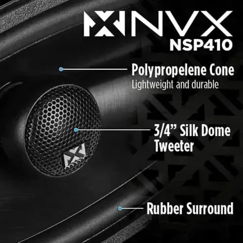 NVX® NSP410 4x10 Car Speakers, 480W Max, 160W RMS, 2-Way Coaxial w/Silk Dome Tweeters & Built-in X-Overs, Easy to Install in Cars/Trucks/Doors (Pair) - NVX (1)