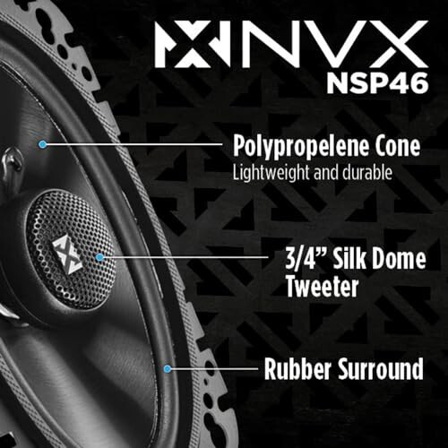 NVX® NSP46 4x6 Car Speakers, 300W Max, 100W RMS, 2-Way Coaxial w/Silk Dome Tweeters & Built-in X-Overs, Easy to Install in Cars/Trucks/Doors (Pair) - 2