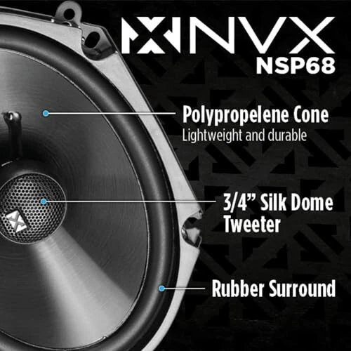 NVX® NSP68 6x8 Car Speakers, 540W Max, 180W RMS, 2-Way Coaxial w/Silk Dome Tweeters & Built-in X-Overs, Easy to Install in Cars/Trucks/Doors (Pair) - MODAZONE (1)