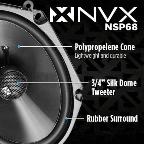 NVX® NSP68 6x8 Car Speakers, 540W Max, 180W RMS, 2-Way Coaxial w/Silk Dome Tweeters & Built-in X-Overs, Easy to Install in Cars/Trucks/Doors (Pair) - 2