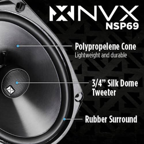 NVX® NSP69 6x9 Car Speakers, 900W Max, 300W RMS, 2-Way Coaxial w/Silk Dome Tweeters & Built-in X-Overs, Easy to Install in Cars/Trucks/Doors (Pair) - 2