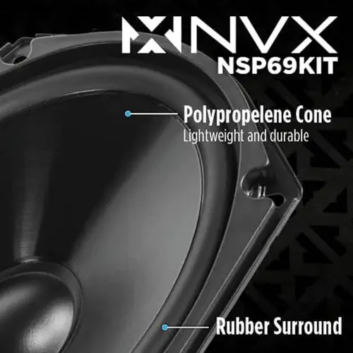 NVX® NSP69KIT 6x9 автомобильные колонки, 920 макс., 320 Вт RMS, 2-полосная компонентная система с шелковыми купольными твитерами и пассивными кроссоверами, простая установка в автомобилях/грузовиках/дверях (пара) - 2