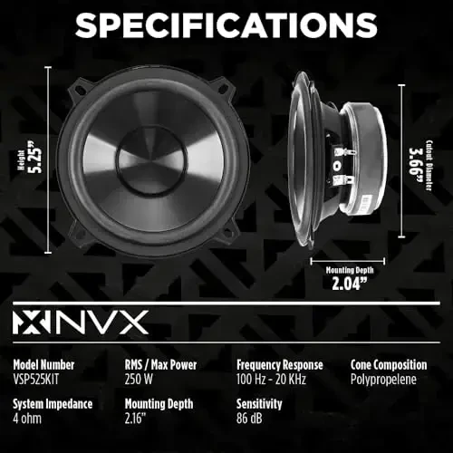 NVX VSP525KIT 750W Peak (250W RMS) 5.25