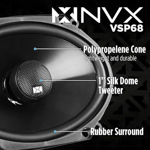 NVX VSP68 600W Peak (200W RMS) 6x8 V-Series 2-Way Coaxial Speakers with 25mm Silk Dome Tweeters - NVX (1)