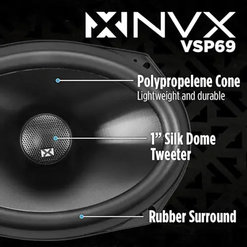 NVX VSP69 900W Peak (300W RMS) 6x9 V-Series 2-Way Coaxial Speakers with 25mm Silk Dome Tweeters - 2