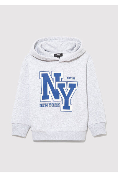 NY Baskılı Gri Sweatshirt 6S10065-88467 - 1