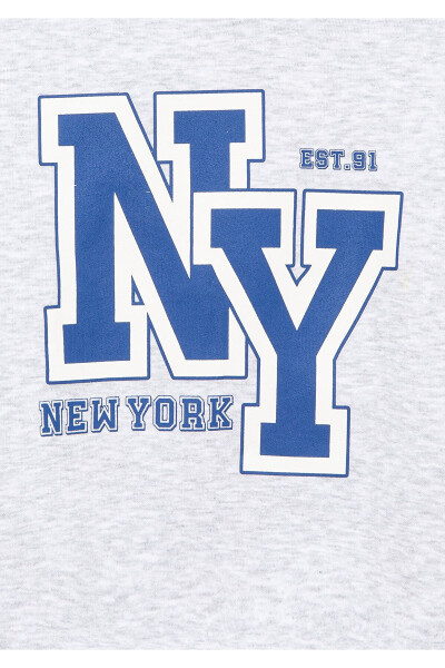 NY Baskılı Gri Sweatshirt 6S10065-88467 - 3