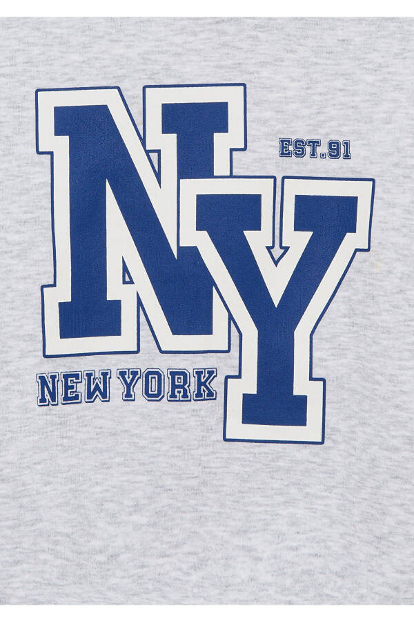 NY Baskılı Gri Sweatshirt 6S10065-88467 - 5