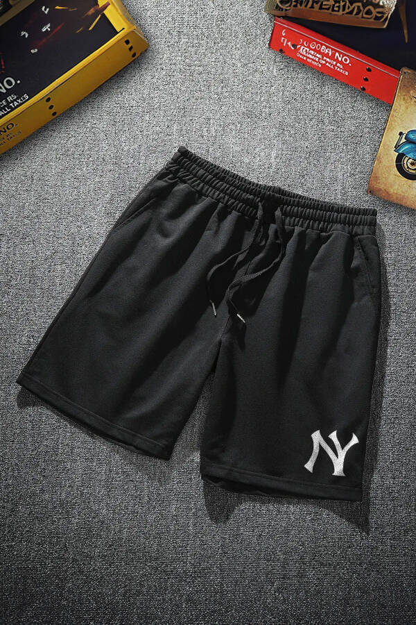 NY New York Printed Lycra Black Men's Shorts - 1