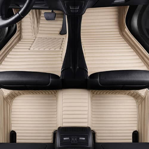 NYCFMMY Custom Car Floor Mat for Land Rover Defender,Discovery,Discovery Sport,LR2,LR3,LR4,Range Rover,Range Rover Evoque,Range Rover Sport,Range Rover Velar Non-Slip (Beige Stripe) - 1