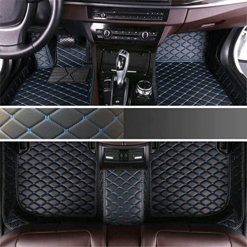 NYCFMMY Custom Car Floor Mat for Land Rover Defender,Discovery,Discovery Sport,LR2,LR3,LR4,Range Rover,Range Rover Evoque,Range Rover Sport,Range Rover Velar Non-Slip (Black Blue) - 1